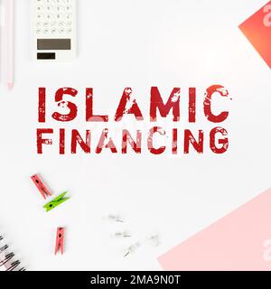 Schreiben mit Text Islamic Financing. Konzeptfoto-Banking-Aktivitäten und -Investitionen, die der Scharia entsprechen Stockfoto