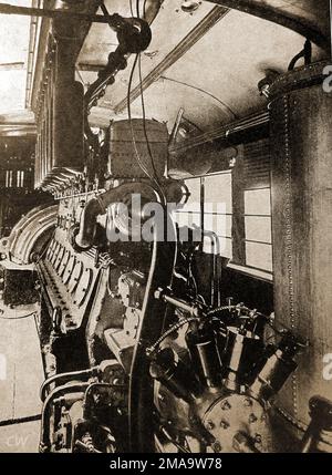 Ein 1930-Foto des Motors eines der neu eingeführten Diesel-Elektro-Züge. Stockfoto