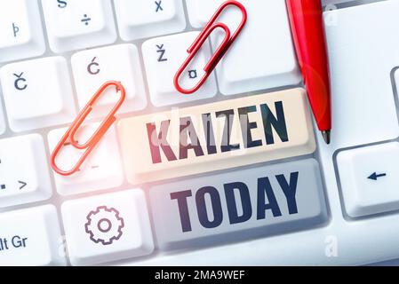 Konzeptionelle Darstellung Kaizen. Geschäftsidee eine japanische Unternehmensphilosophie zur Verbesserung der Arbeitspraktiken Stockfoto