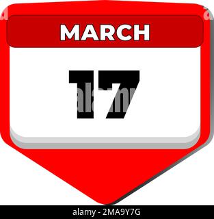 17. März Vektorsymbol Kalendertag. März 17. Siebzehnter März. 17. Datumsnummer. 17-Tage-Kalender. 17. Date. Irland St. Stock Vektor