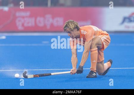 BHUBANESWAR - Justen Blok (NED) während des Spiels Niederlande gegen Chile bei der Hockey-Weltmeisterschaft in Indien. AP WILLEM VERNES Stockfoto