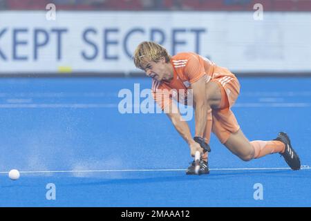 BHUBANESWAR - Justen Blok (NED) während des Spiels Niederlande gegen Chile bei der Hockey-Weltmeisterschaft in Indien. ANP WILLEM VERNES niederlande raus - belgien raus Stockfoto