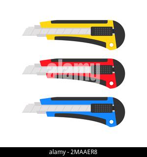 Schreibtischmesser. Handwerkzeuge Schild, Etikett. Darstellung des Vektormaterials Stock Vektor