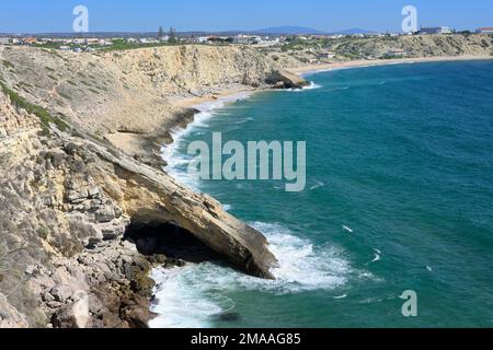 Mareta Beach and Cliffs, Sagres, Vila do Bispo, Faro District, Algarve, Portugal Stockfoto