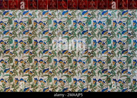 Azulejos Dekoration Wände in Estai Palace Garten, Estai, Loule, Faro Bezirk, Algarve, Portugal Stockfoto