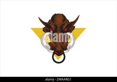 Vektordarstellung des Bull-Head-Maskottchen-Logos auf dem Hintergrund Stock Vektor