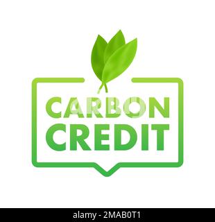 Carbon-Zeichen, Label. Reduzierung der CO2-Emissionen. Darstellung des Vektormaterials Stock Vektor
