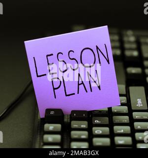 Konzeptionelle Darstellung Lektionsplan. Geschäftskonzept eine detaillierte Beschreibung des Unterrichtsverlaufs durch den Lehrer Stockfoto
