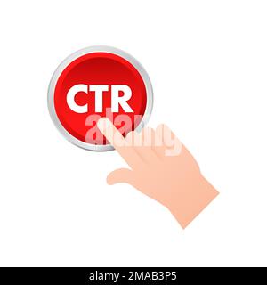 CTR - Klickrate, Bezeichnung. Handklick. Darstellung des Vektormaterials Stock Vektor