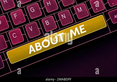 Handschrift text Über Mich konzeptionelle Foto Meine persönlichen Eigenschaften Informationen Vorlieben und Abneigungen Stockfoto