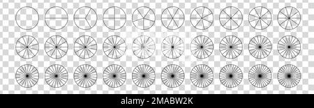 Geteilte geometrische Kreise. Segmentsatz. Einfache Geometrie. Diagramm mit Abschnitten oder Stufen. Vektor-isolierte Darstellung Stock Vektor