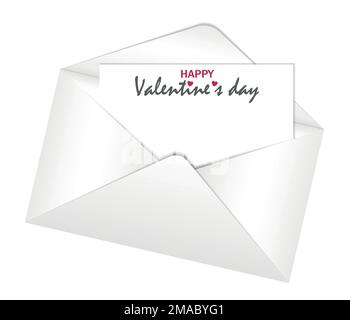 Weißer Umschlag, Letter mit Platz für Text und Kopierbereich. Text-Alles Liebe zum Valentinstag. Konzeptpostkarte, valentinstag, Post, Raum für Design Stock Vektor
