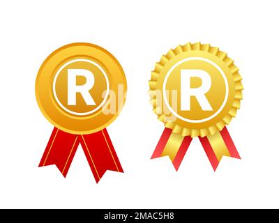 Eingetragene Marke. Copyright-Zeichen, Etikett. Darstellung des Vektormaterials Stock Vektor