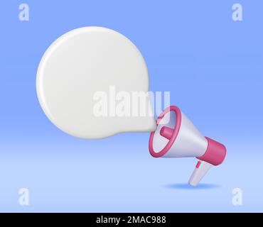 3D Megafon mit leerem Bubble Chat Stock Vektor