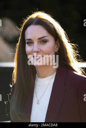 London, Großbritannien. 19. Januar 2023. 19. Januar 2023. London, Großbritannien. Die Prinzessin von Wales, Schirmherrin der Rugby Football League, veranstaltet im Hampton Court Palace einen Empfang für das englische Rollstuhl-Rugby-League-Team, um ihren Erfolg bei der jüngsten Rugby League-Weltmeisterschaft zu würdigen. Kredit: Doug Peters/Alamy Live News Stockfoto