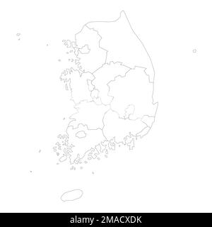 Südkorea politische Karte der Verwaltungseinheiten - Provinzen, Metropolstädte, Sonderstadt Seolu und besondere selbstverwaltende Städte Sej Stock Vektor