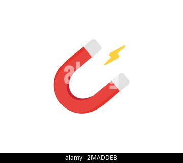 Roter Magnet, Hufeisenmagnet-Logo. Magnetvektorsymbol auf weißem Hintergrund, Vektordesign und Illustration. Stock Vektor