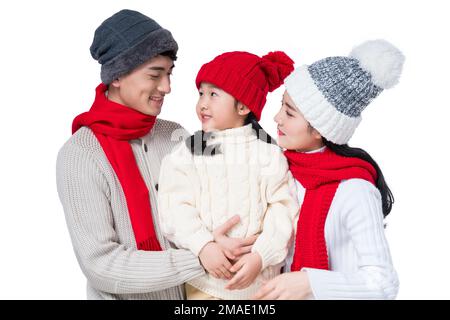 Glückliche Familie von drei Stockfoto