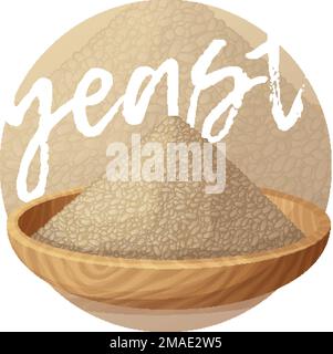 Darstellung von trockener Hefe auf Holzplatte, Cartoon-Vektorsymbol auf verlaufendem Hintergrund Stock Vektor