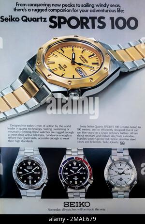 Seiko Quartz Sport 100 Werbespot in einer Zeitschrift NatGeo 1978