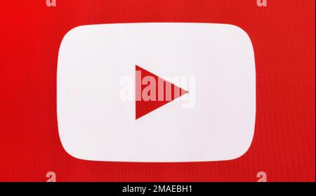 Chisinau, Moldau 16. November 2016: Das Logo der Marke „Youtube“ auf dem Computerbildschirm YouTube ist eine Video-Sharing-Website von Google Stockfoto