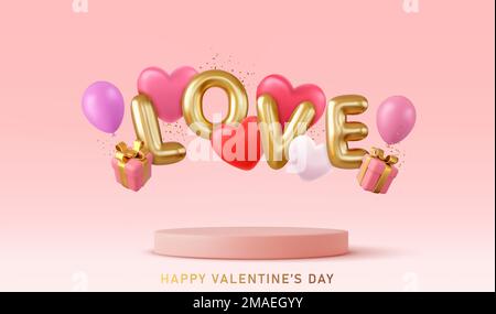 3D alles gute zum Valentinstag. Stock Vektor