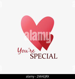 Happy Valentine's Day Umschlag mit wegfliegenden Papierherzen. Vektordarstellung. Love Inside Konzept. Stockfoto