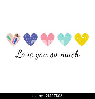 Happy Valentine's Day Umschlag mit wegfliegenden Papierherzen. Vektordarstellung. Love Inside Konzept. Stockfoto