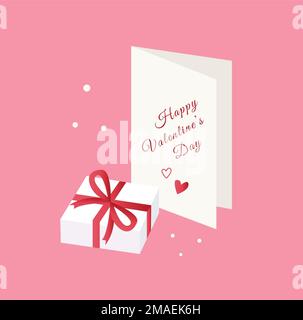 Happy Valentine's Day Umschlag mit wegfliegenden Papierherzen. Vektordarstellung. Love Inside Konzept. Stockfoto