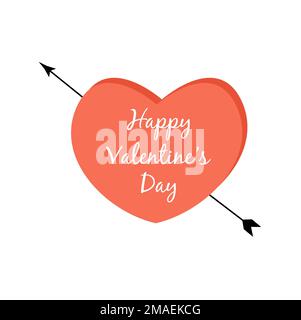 Happy Valentine's Day Umschlag mit wegfliegenden Papierherzen. Vektordarstellung. Love Inside Konzept. Stockfoto