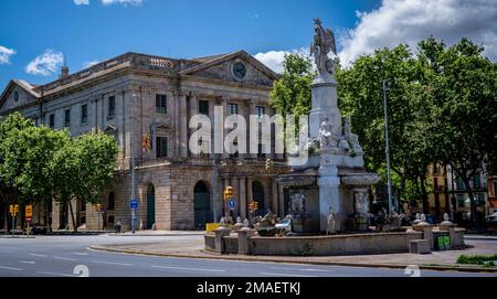 Font del Geni Catala, Pla del Palau, Barcelona, Spanien Stockfoto