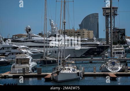 Port, Moll de la Fusta, Barcelona, Katalonien, Spanien Stockfoto