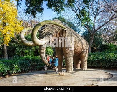 Barcelona, Spanien, 14. Dezember 2018: Mammoth im Parc de la Ciutadella, Barcelona Spanien Stockfoto