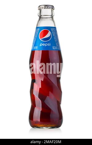 Chisinau, Moldau - Augustr 26, 2016: Foto einer Pepsi-Glasflasche. Pepsi ist ein kohlensäurehaltiges Erfrischungsgetränk, das von PepsiCo hergestellt wird Stockfoto