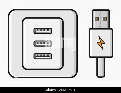 Abbildung des Flachvektors der usb-Steckerbuchse Stock Vektor