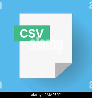 CSV-Dateisymbol isoliert auf blauem Hintergrund. Bearbeitbarer Vektor. Stock Vektor