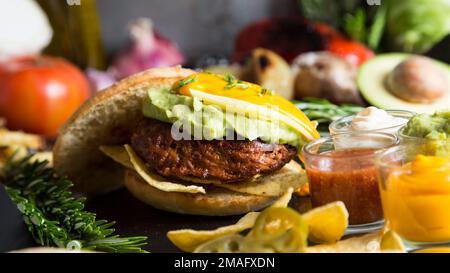 Authentischer, hochwertiger amerikanischer Schweineburger Stockfoto