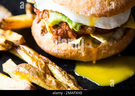 Authentischer, hochwertiger amerikanischer Schweineburger Stockfoto