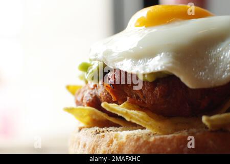 Authentischer, hochwertiger amerikanischer Schweineburger Stockfoto