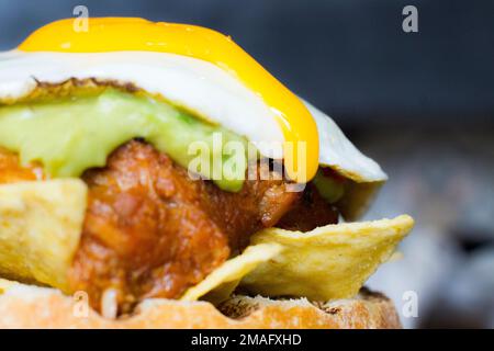 Authentischer, hochwertiger amerikanischer Schweineburger Stockfoto