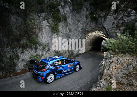 Monte Carlo, Fürstentum Monaco. 19. Januar 2023. Shakedown, M-SPORTÂ Fordâ worldâ RALLYÂ-TEAM, FORD PumaÂ Rally1Â HYBRI, DourdanÂ SERDERIDIS FredericÂ MICLOTTE Credit: Independent Photo Agency/Alamy Live News Stockfoto