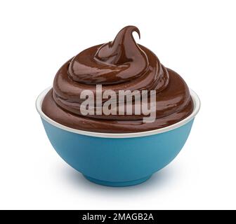 Schokoladencreme, isoliert auf weißem Hintergrund Stockfoto