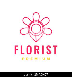 Blumenladen Markt Shop Point Karte Lage Modern farbenfrohes Logo Design Vektorsymbol Illustration Vorlage Stock Vektor