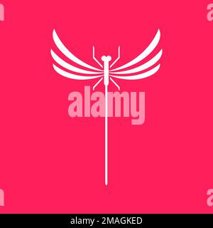 Geometrisches minimalistisches fliegendes Insekt Tier Libelle schönes modernes Logo Design Vektorsymbol Illustration Vorlage Stock Vektor