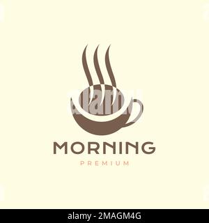 Morgens entspannen Sie sich beim Frühstück Kaffee Tasse heiß mit Brot warm Geschmack modernes Logo Design Vektorsymbol Illustration Vorlage Stock Vektor