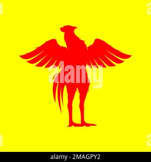 Hähnchenhahnenengel mit riesigem Body Food Restaurant isoliertes Logo Design Vektorsymbol Illustration Vorlage Stock Vektor