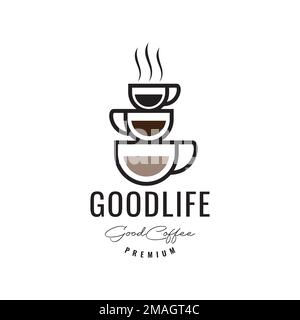 Kaffeestufen Duft Geschmack Farbgeschmack Hipster Logo Design Vektorsymbol Illustration Vorlage Stock Vektor