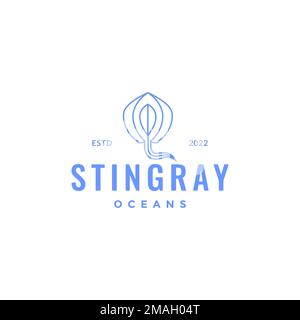 Blaue, gepunktete Schleifenschwanzlinien minimales Logo Symbol zur Illustration Vorlage Stock Vektor