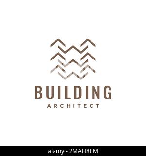 Moderner Architekt, der ein hohes minimales Logo-Design erstellt, Vorlage zur Darstellung von Vektorsymbolen Stock Vektor
