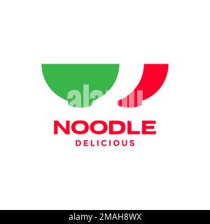 Köstliche Nudelschüsseln italienische Essenssuppe leckeres Rezept Logo Design Vektorsymbol Illustration Vorlage Stock Vektor